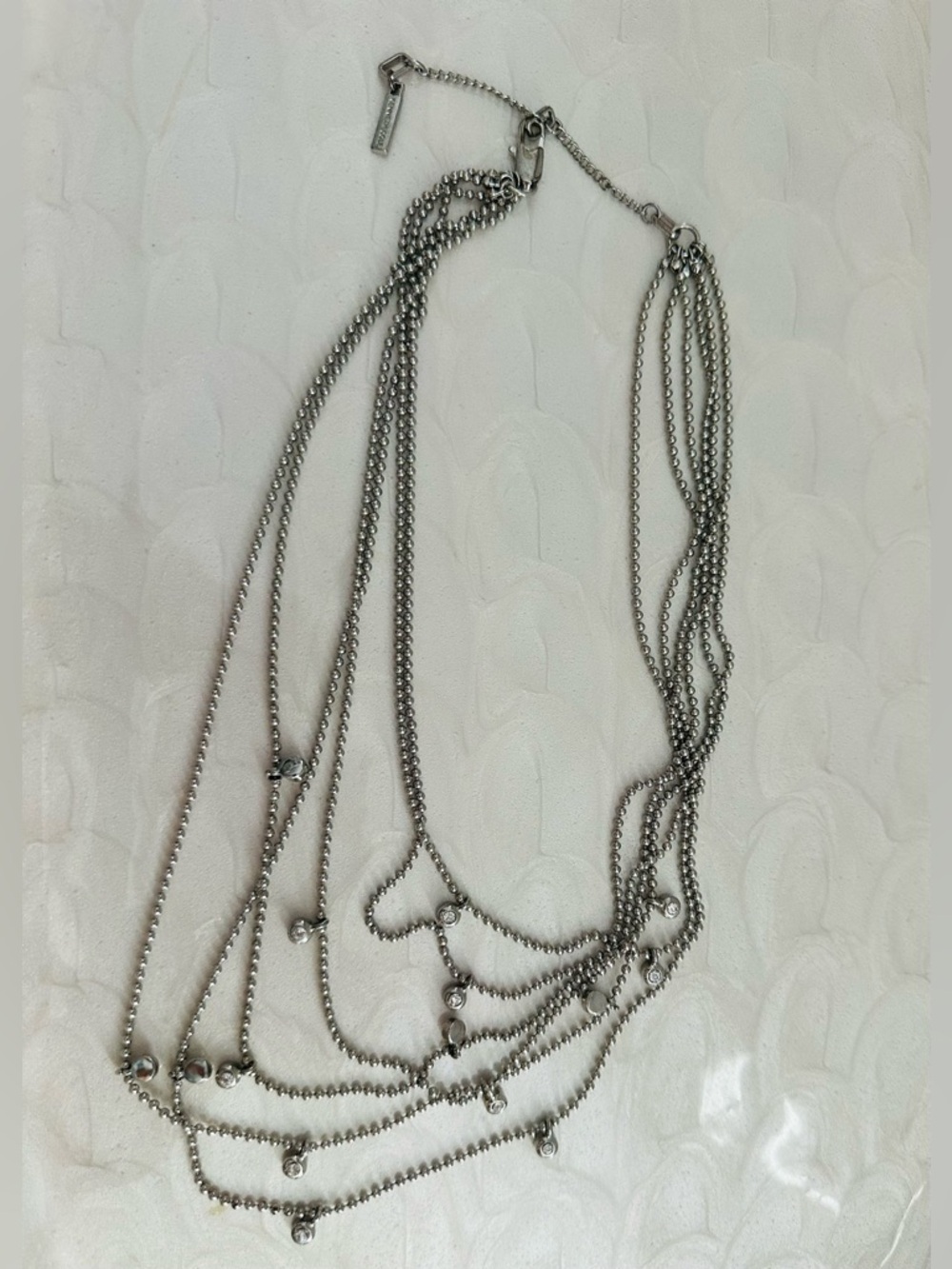 Kenneth Cole Multi-Strand, Silver-tone Ball Chain Necklace. - Picture 6 of 16